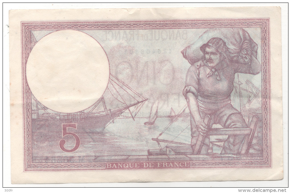 BILLET FRANCE 5 FRANCS VIOLET  TYPE 1917 BD.3=11=1932.BD 087 M.50564 - 5 F 1917-1940 ''Violet''