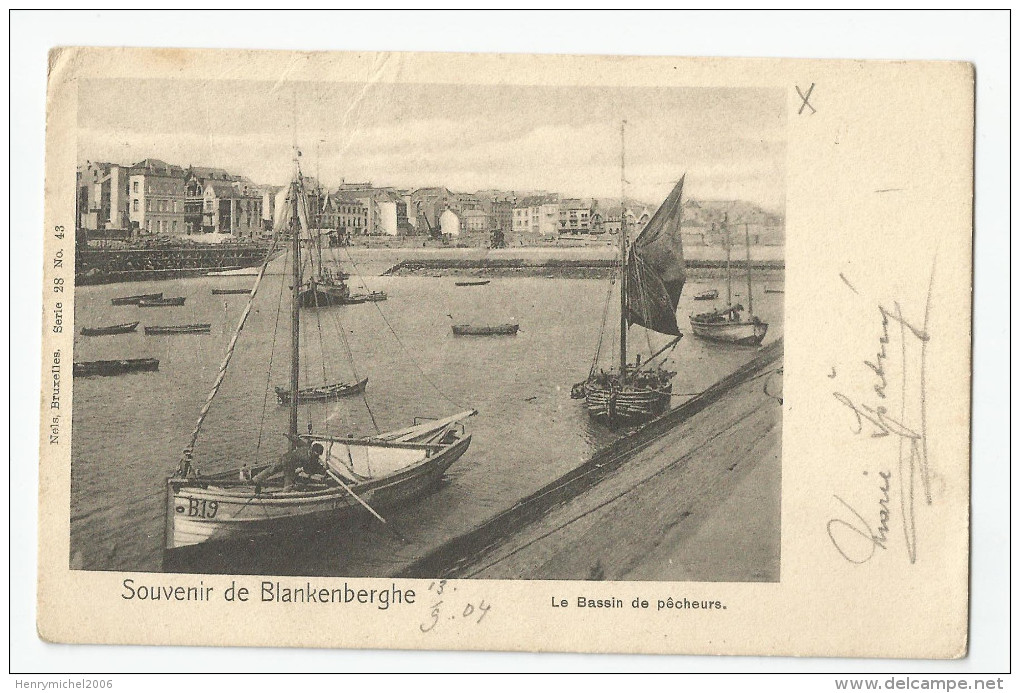 Belgique - Blankenberge Souvenir De Blankenberghe Le Bassin Des Pecheurs 1904 - Blankenberge
