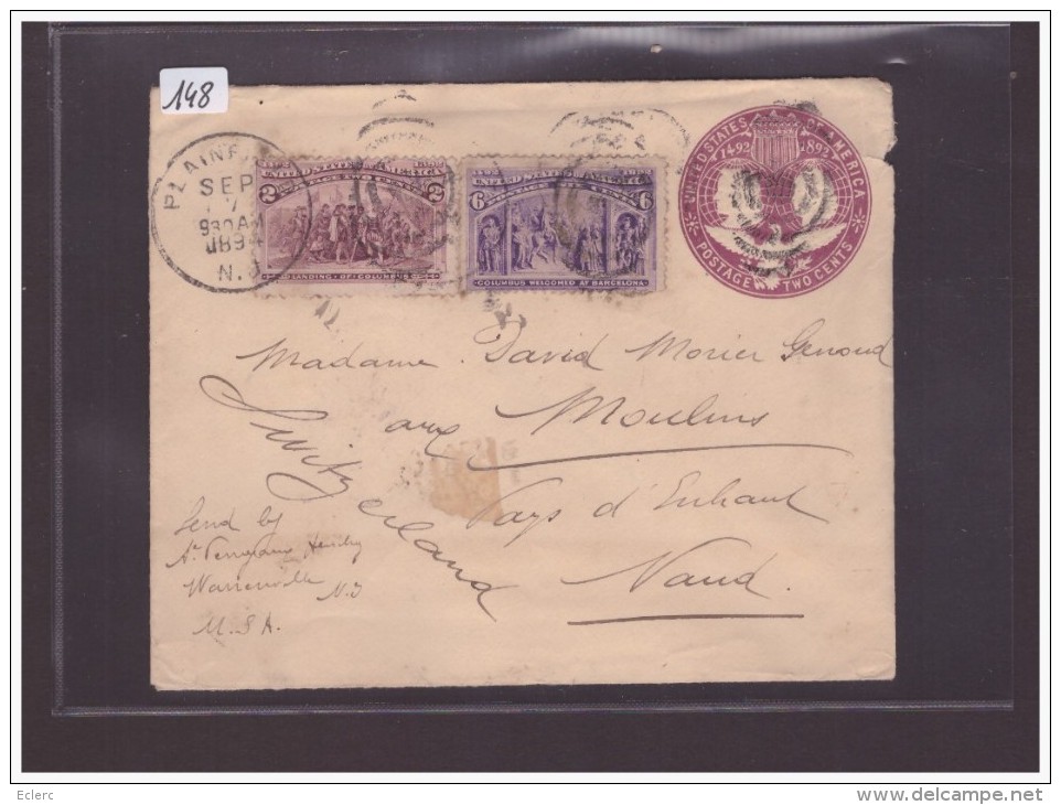 USA - ENTIER POSTAL AVEC TIMBRES COLUMBUS POUR LA SUISSE - TB - ...-1900