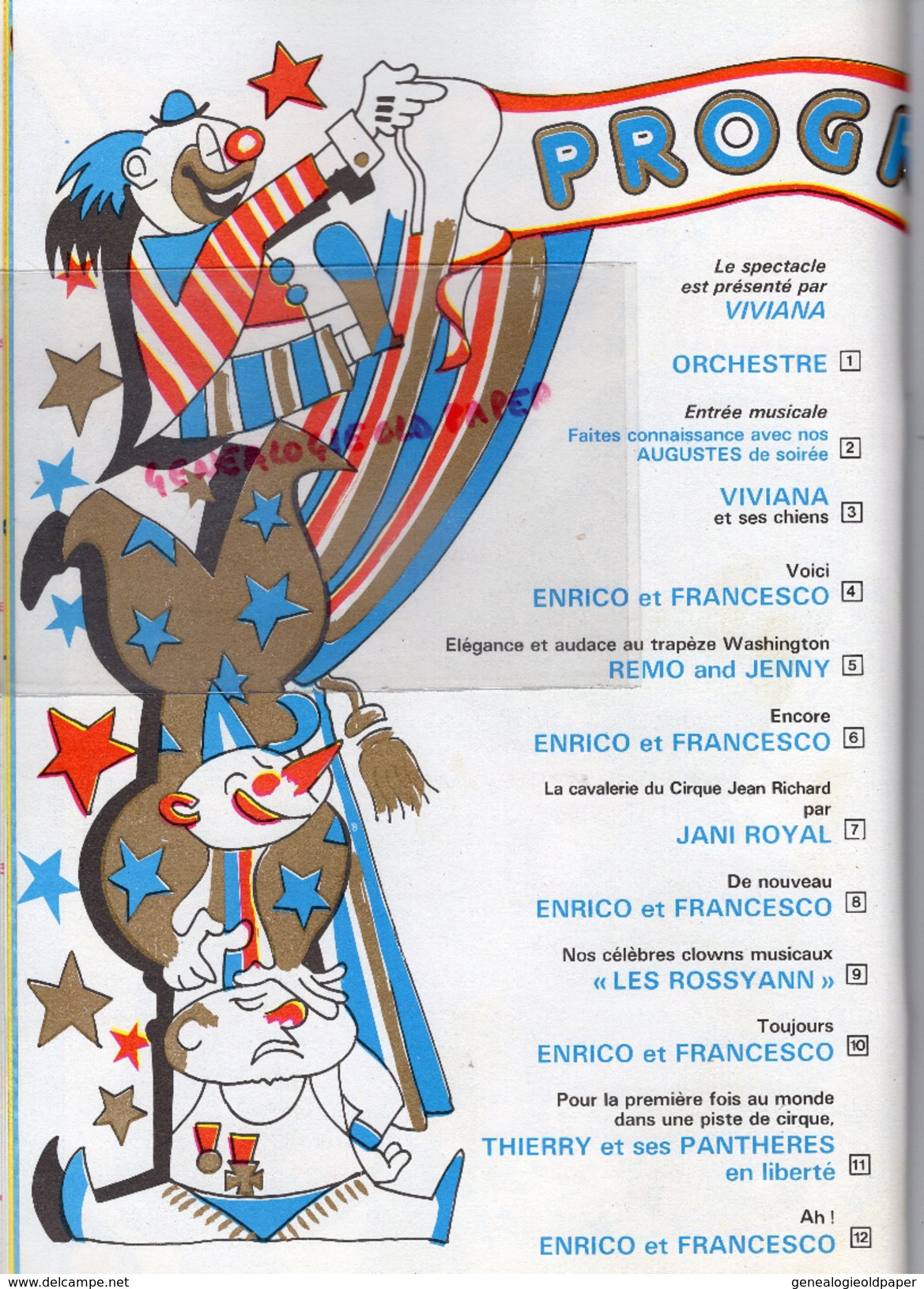 CIRQUE- PROGRAMME JEAN RICHARD-10EME TOURNEE 1978- COGNAC BRUGEROLLE- MATHA- FLYING GALAXY-MAJORETTE-VIVIANA-REMO JENNY-