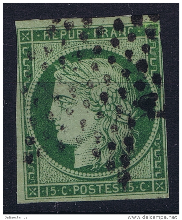 France: Yv Nr 2b Vert Foncé  Obl Used  Cachet Etoile  1850 - 1849-1850 Ceres