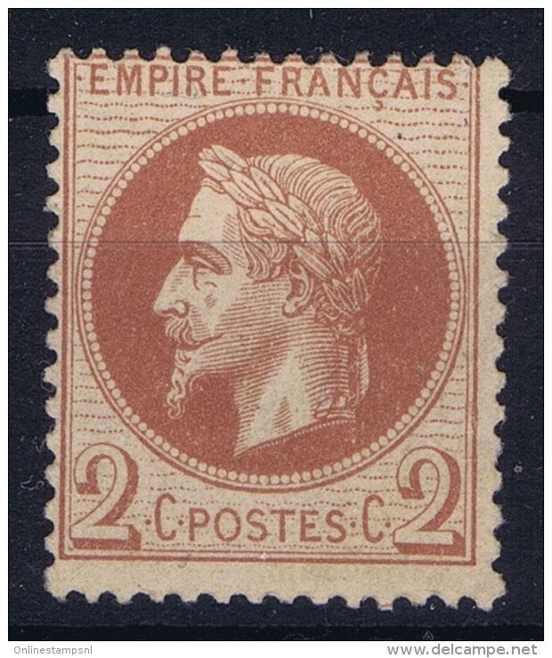 France: Yv Nr 26A MH/* Falz/ Charniere  1862 - 1863-1870 Napoléon III Lauré