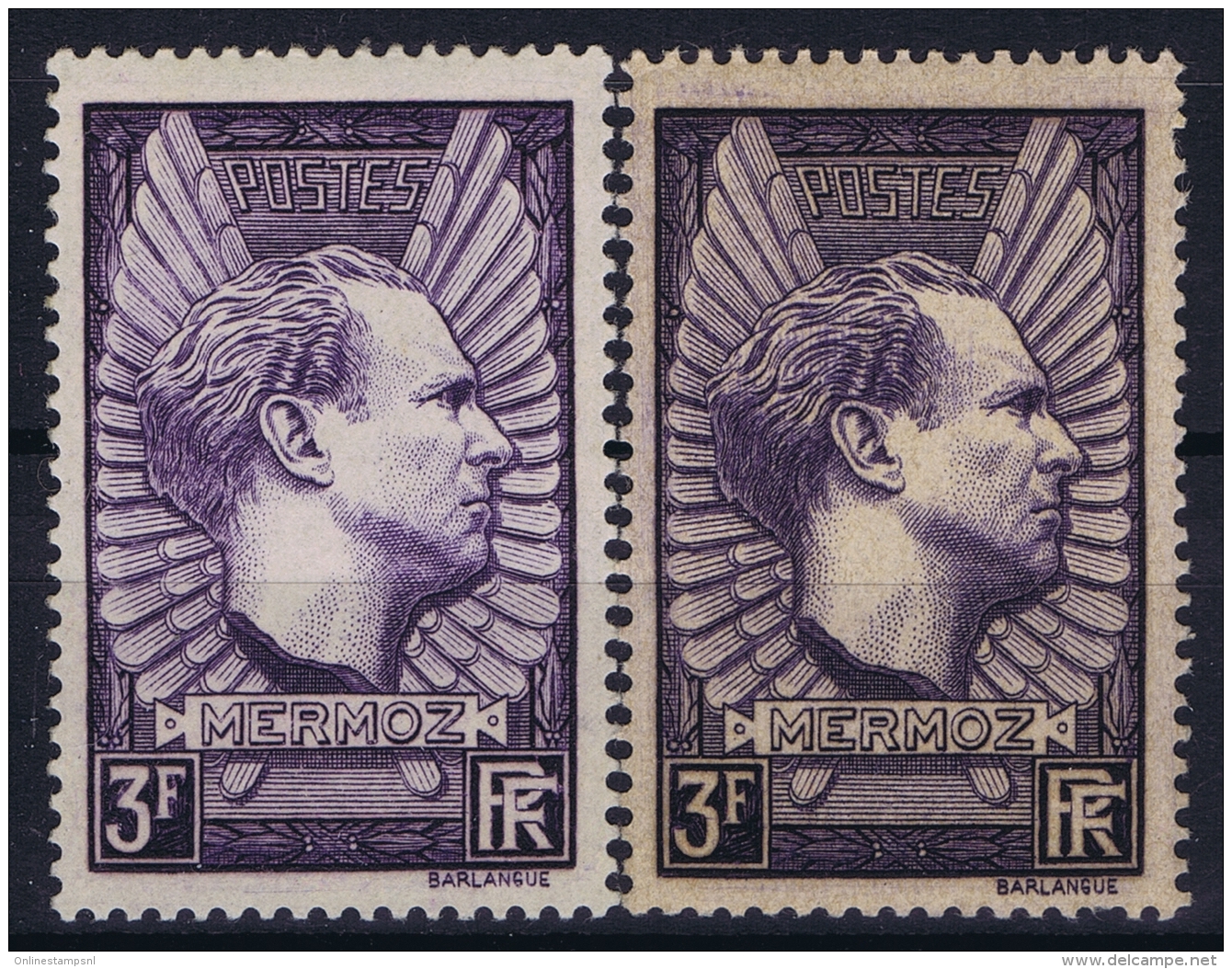 France: Yv Nr  338 + 338a Violet Gris MNH/**/postfrisch/neuf Sans Charniere 1937  Cote 450 Euro - Unused Stamps