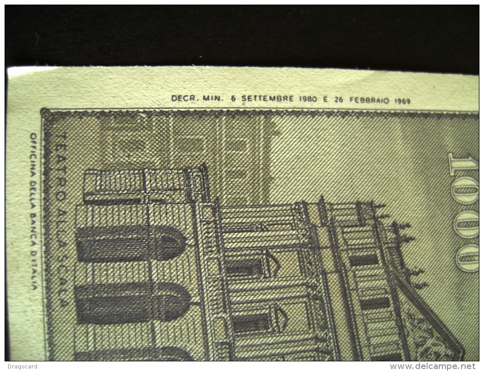 1980   1000 LIRE II TIPO VERDI  FDS FIOR DI STAMPA - 1.000 Lire