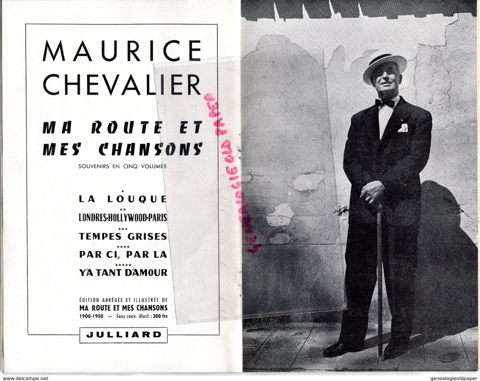 PROGRAMME MAURICE CHEVALIER - PIANO- FRED FREED- THEATRE VARIETES PARIS- DISCOURS SACHA GUITRY-ELVIRE POPESCO-DE MALLET - Programme