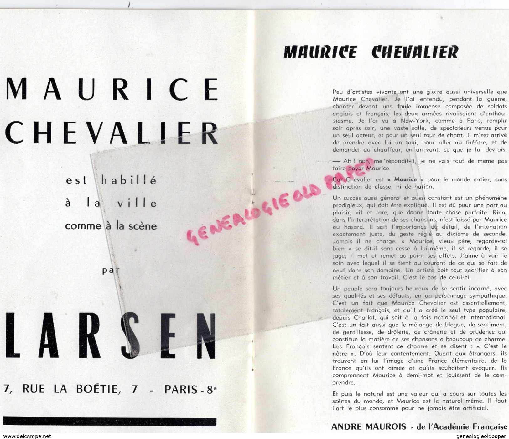 PROGRAMME MAURICE CHEVALIER - PIANO- FRED FREED- THEATRE VARIETES PARIS- DISCOURS SACHA GUITRY-ELVIRE POPESCO-DE MALLET