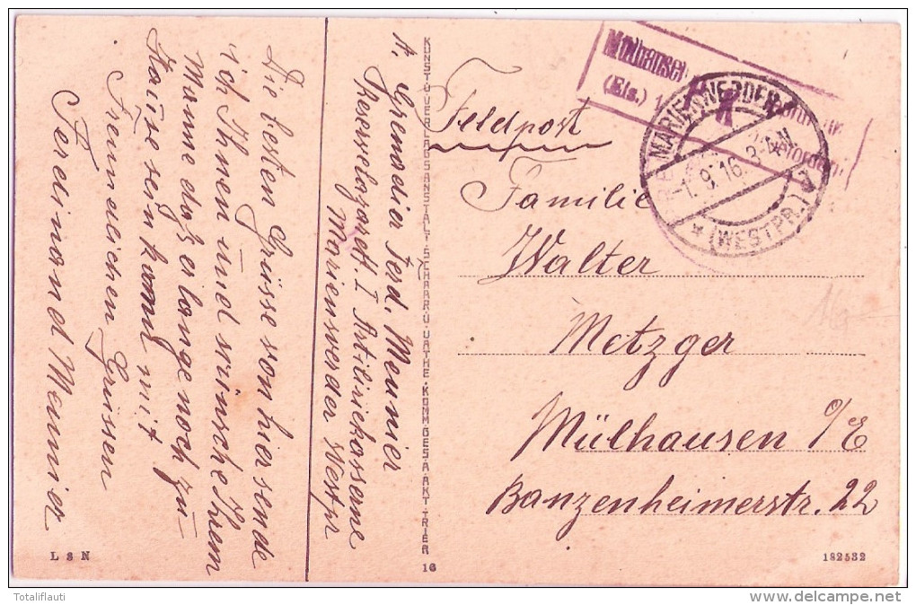 MARIENWERDER Ober Lyceum U Lyzeum Kwidzin Gelaufen Als Feldpost 1.9.1916 Zensur Mühlhausen - Westpreussen