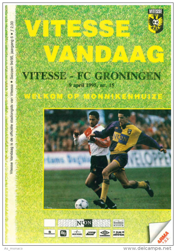 Programme Football 1994 1995 : Vitesse Arnhem V FC Groningen (Holland) - Boeken