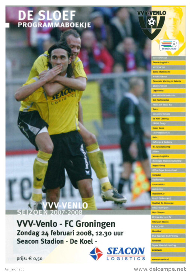 Programme Football 2007 2008 : VVV Venlo V FC Groningen (Holland) - Boeken