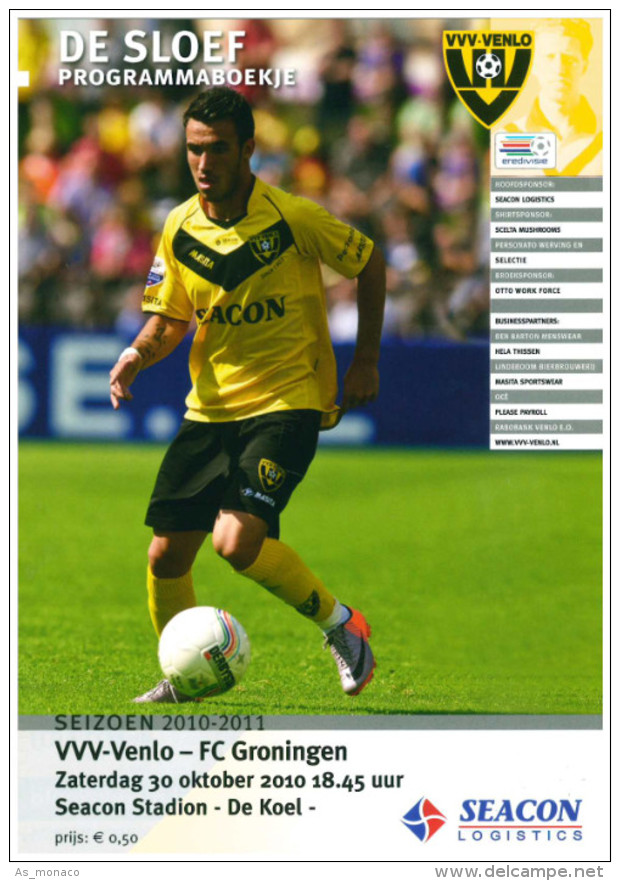 Programme Football 2010 2011 : VVV Venlo V FC Groningen (Holland) - Livres