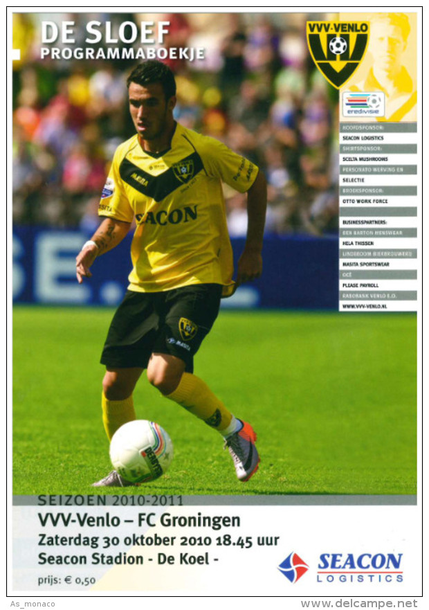 Programme Football 2010 2011 : VVV Venlo V FC Groningen (Holland) - Boeken