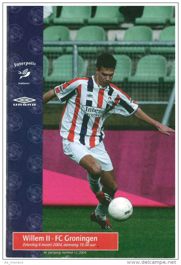 Programme Football 2003 2004 : Willem II V FC Groningen (Holland) - Boeken