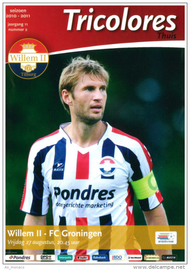 Programme Football 2010 2011 : Willem II V FC Groningen (Holland) - Boeken