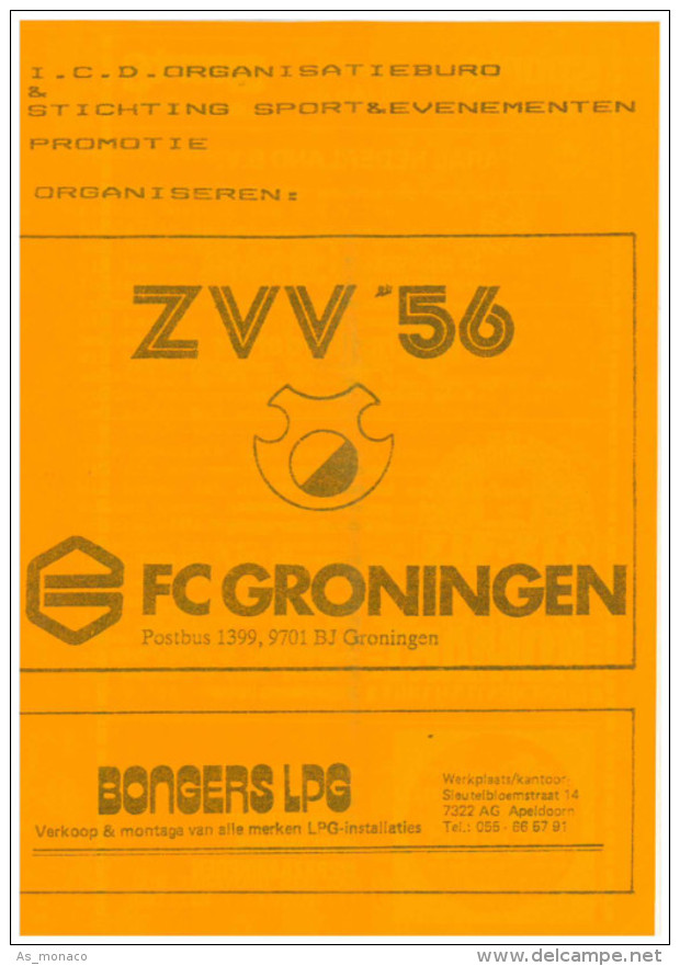 Programme Football 1990 1991: ZVV 56 Apeldoorn V FC Groningen (Holland) FRIENDLY - Boeken