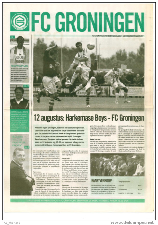 Programme Football 2008 2009 : Harkemase Boys V FC Groningen (Holland) FRIENDLY FCG Editie - Boeken