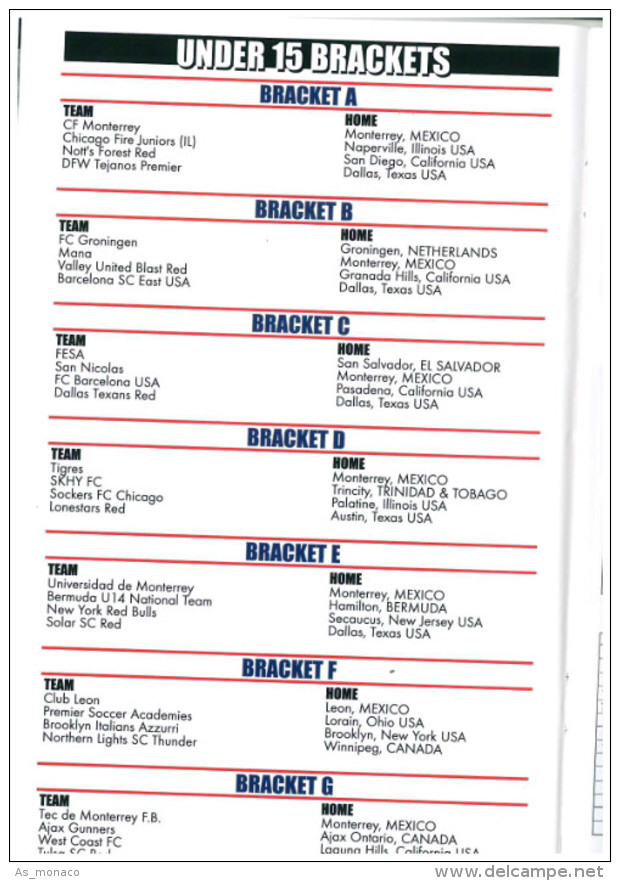 Programme Football Youth Tournament 2008 Dallas Dr Pepper : FC Groningen, Southampton FC, Liverpool, Leicester City, ...