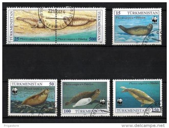 Turkmenistan Animaux Mammifères Marins (52) Série Complète De 6 Timbres Oblitérés Yv 40 à 43 - Turkménistan