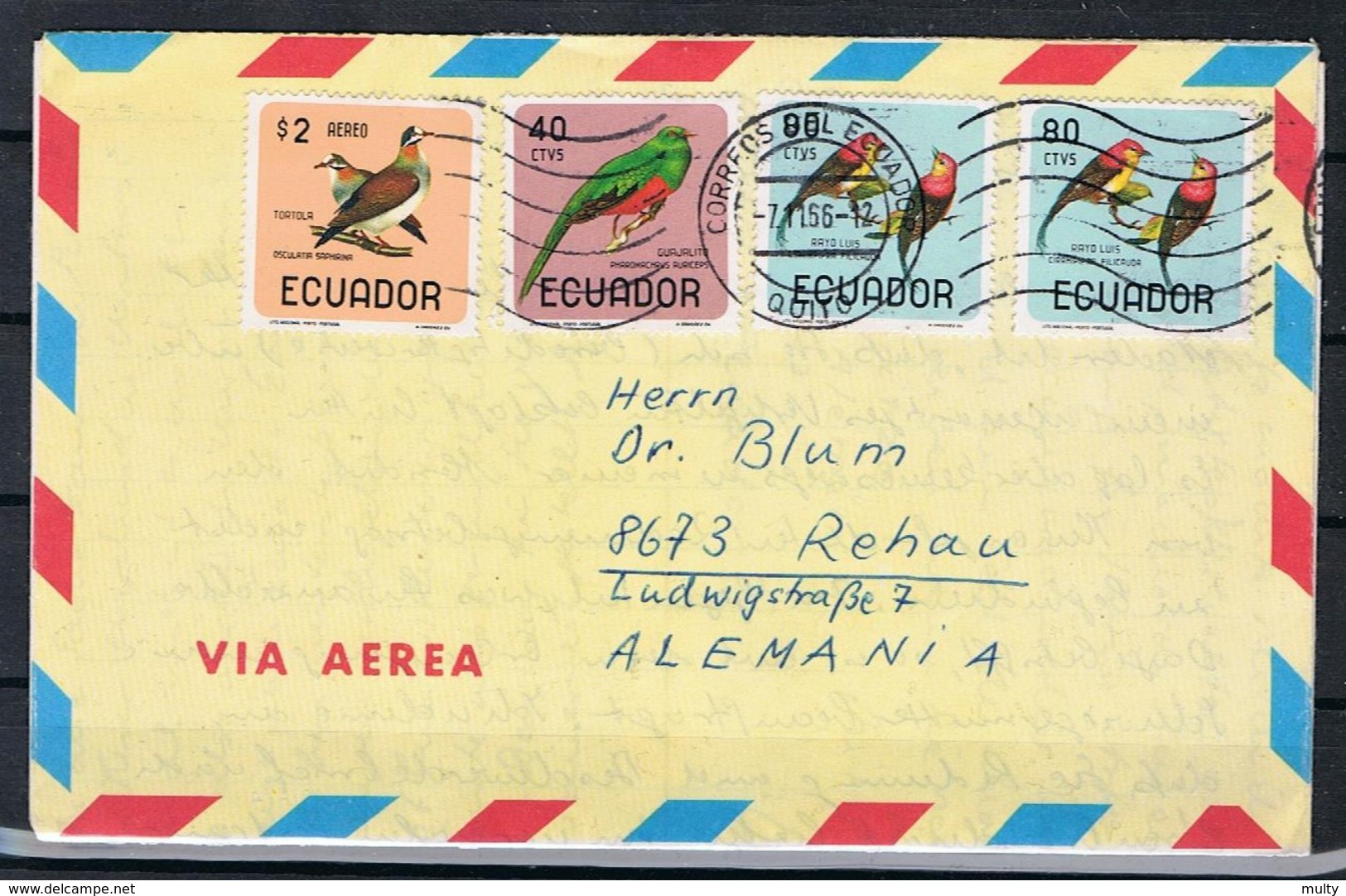 Brief Van Ecuador Naar Rehau (Duitsland) 1966. - Equateur