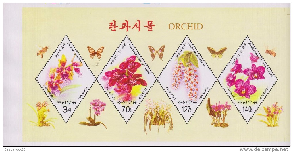 B)KOREA 2007, PROOF ERROR, FLOWERS ORCHID INSECTS BUTTERFLIES, FAUNA, NATURE,  SOUVENIR SHEET, MNH - Korea (...-1945)