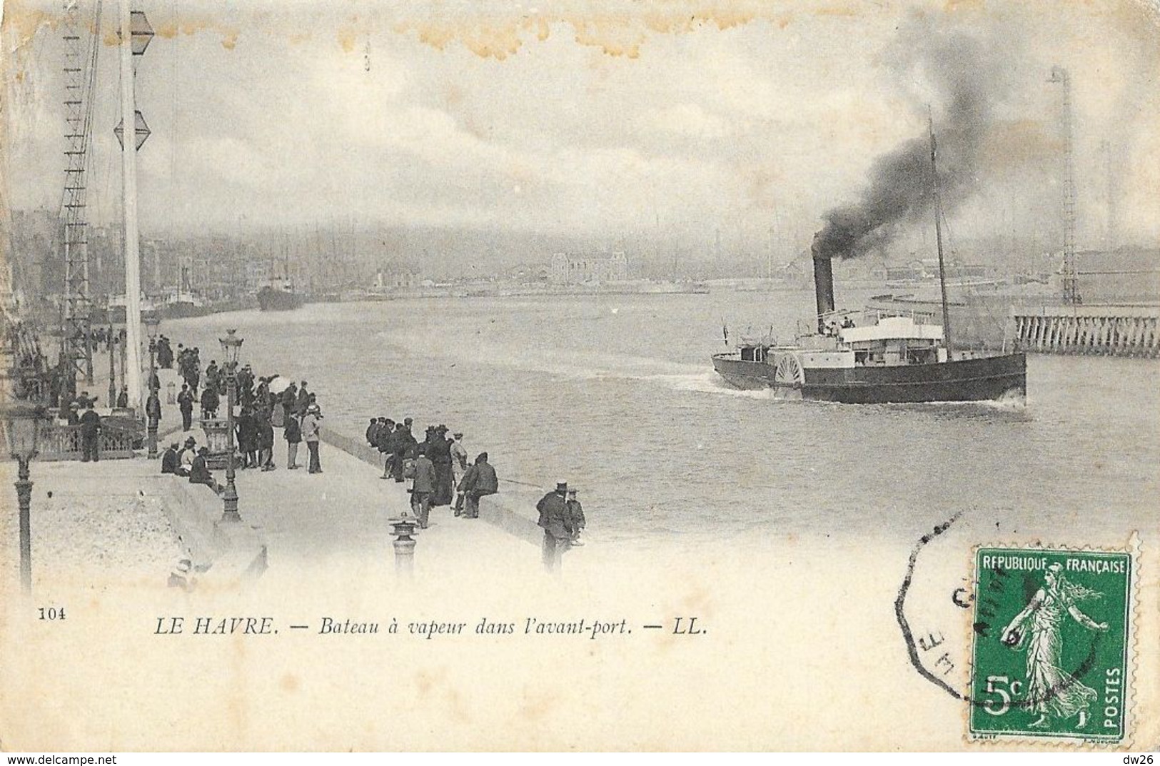 Le Havre (Seine-Inférieure) - Bateau à Vapeur Dans L'Avant-Port - Carte LL Précurseur N° 104 - Port