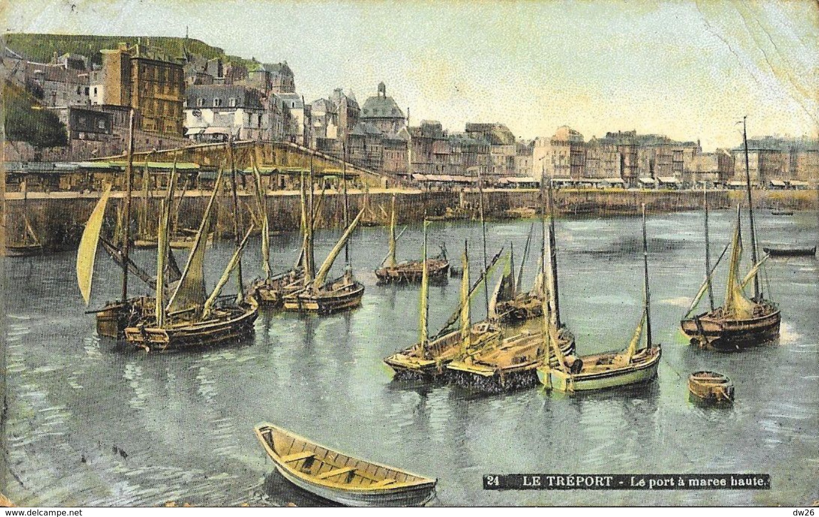 Le Tréport - Le Port à Marée Haute - Bateaux De Pêche - Edition L.V. & Cie - Carte Aqua-Photo, Colorisée N° 24 - Le Treport