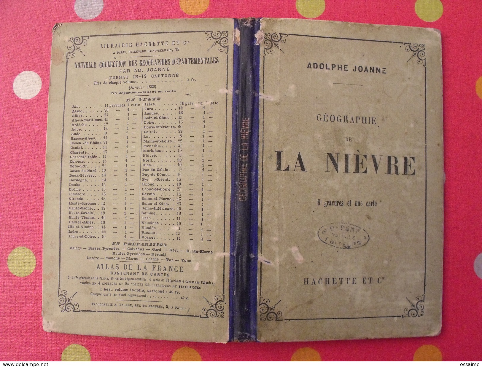 Géographie Du Département De La Nièvre. Joanne. Hachette. 1880. Gravures + Carte Dépliable - 1801-1900