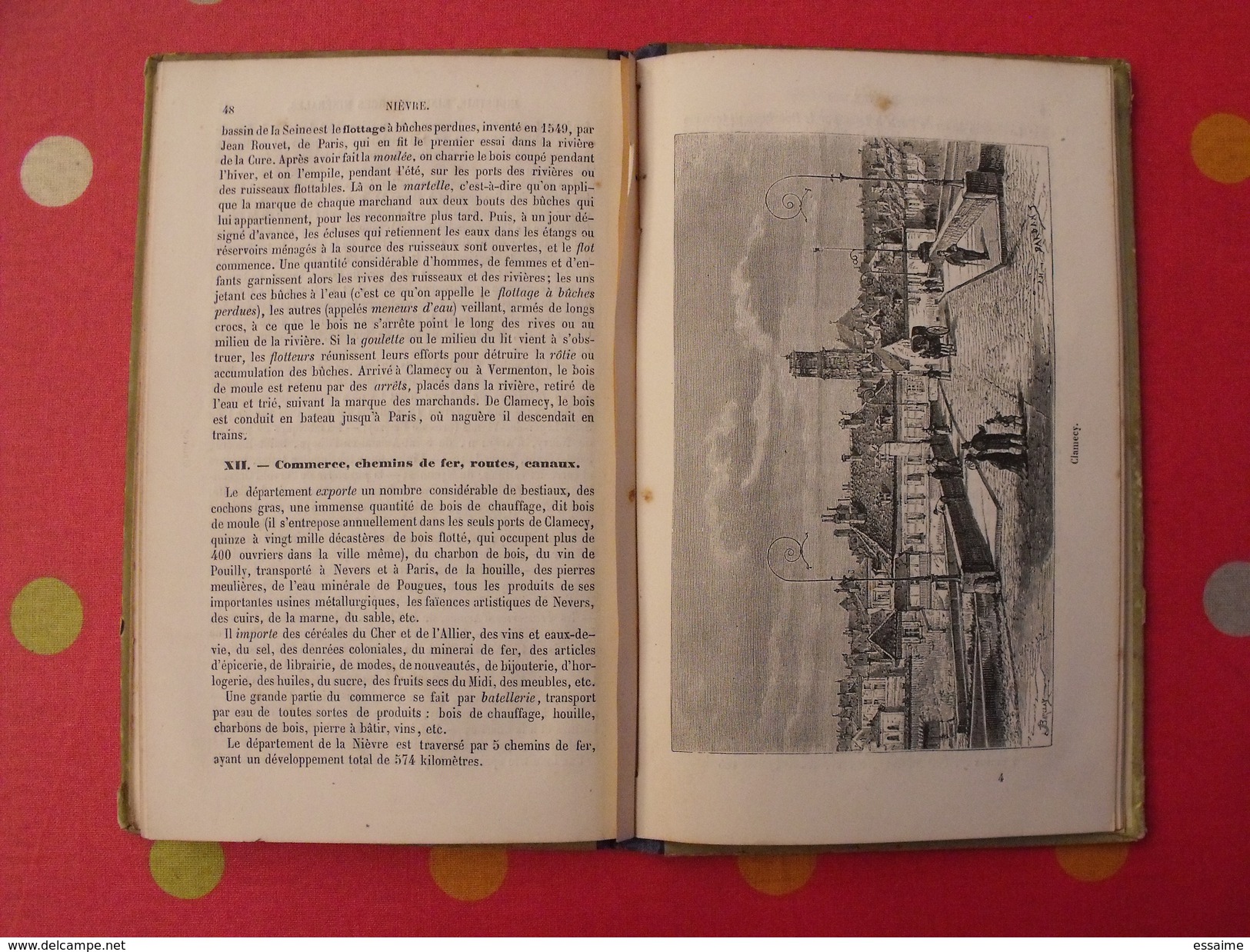 Géographie Du Département De La Nièvre. Joanne. Hachette. 1880. Gravures + Carte Dépliable - 1801-1900