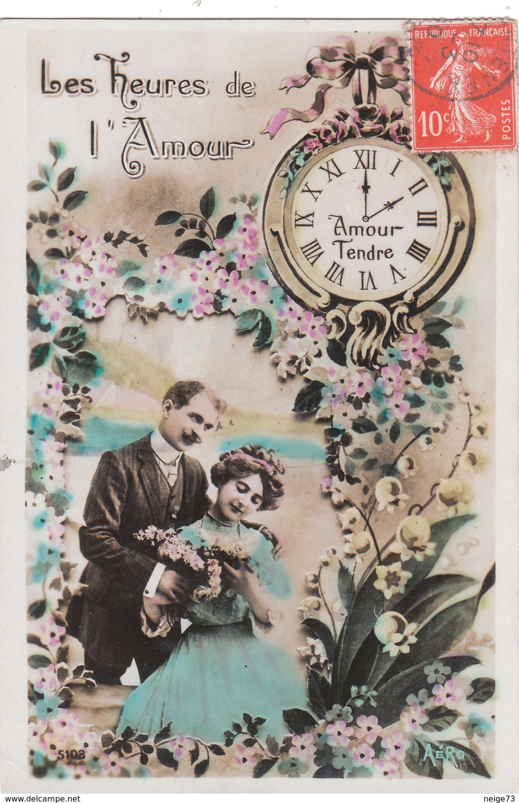 Carte Postale Ancienne Fantaisie -  Couple - Amoureux - Les Heures De L'amour - Autres & Non Classés