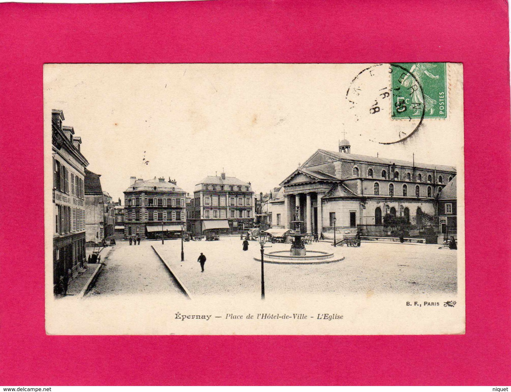 51 MARNE, EPERNAY, Place De L'Hôtel De Ville, L'Eglise, Animée, 1908, (B. F.) - Epernay