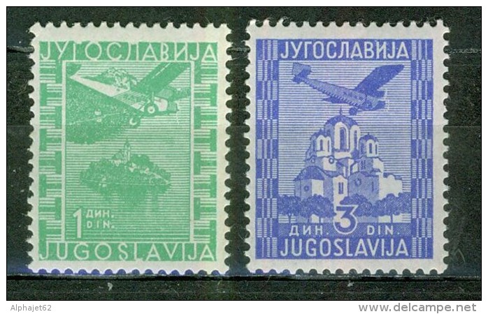 Poste Aérienne - YOUGOSLAVIE - 1934 - Avion Surbvolant Le Lac De Bled, L'église D'Oplenac - N° 2 - 4 ** - Poste Aérienne