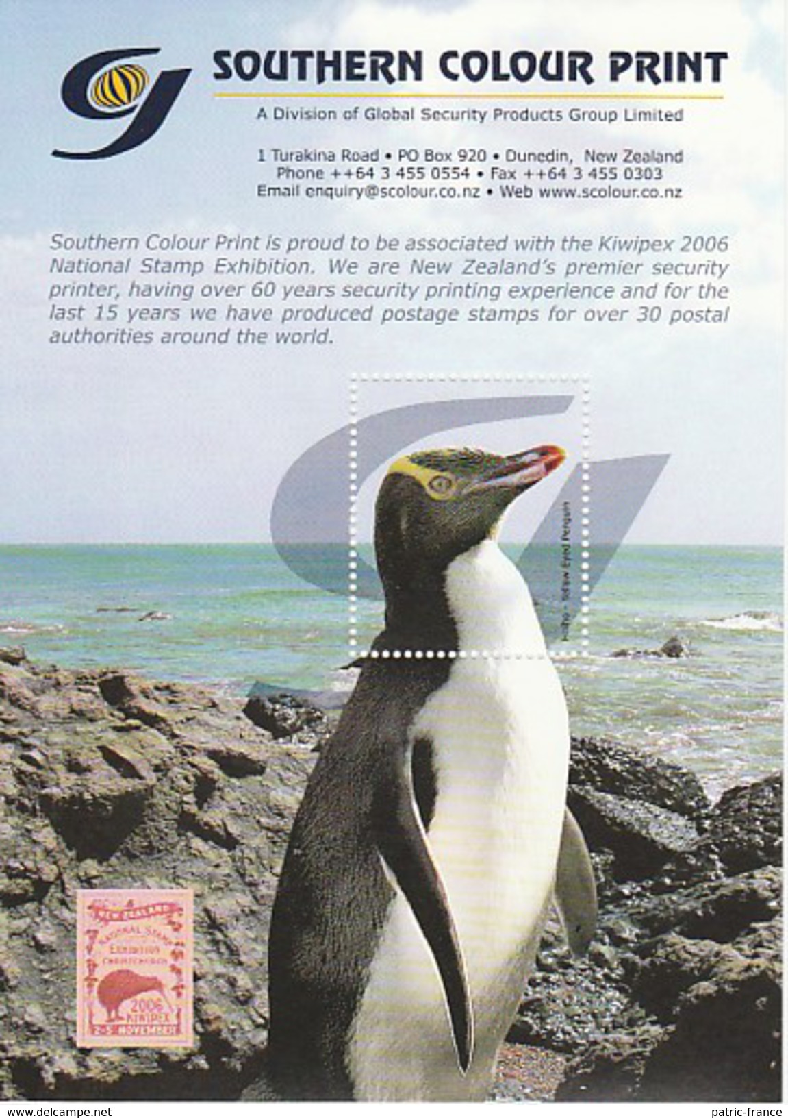 ANTARCTIQUE - Mini Feuillet Nouvelle Zélande 2006 KIWIPEX - Manchot à Oeil Jaune - Penguin - Pingouin - Pinguin ... - Eventi E Commemorazioni