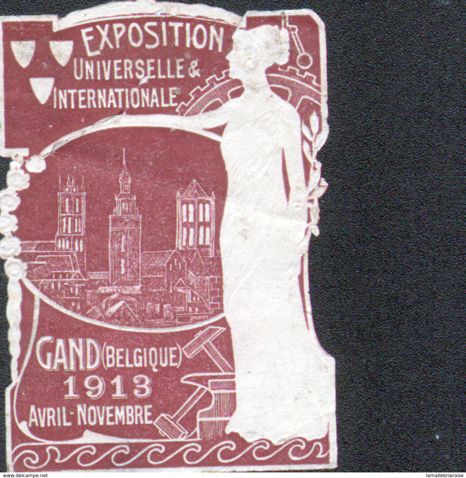 VIGNETTE ( SANS GOMME ) DE L'EXPOSITION DE GAND 1913, En L'état ( Une Déchirure ) - Autres & Non Classés