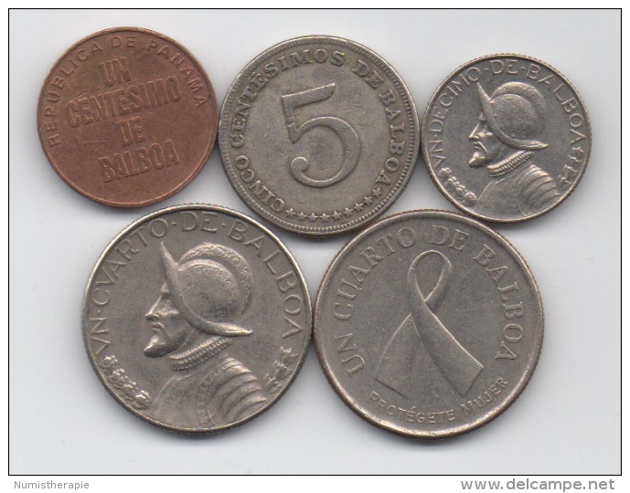 Panama : Lot De 5 Pièces Différentes 1970-2008 - Panama