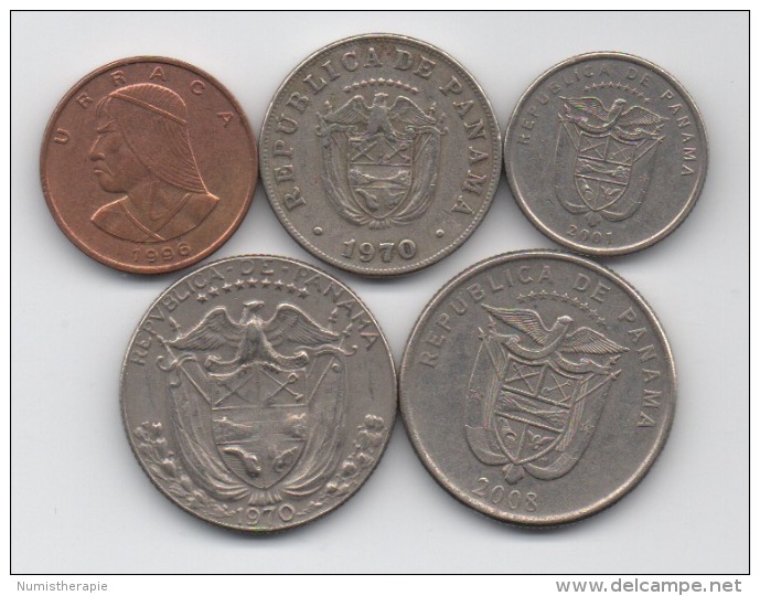 Panama : Lot De 5 Pièces Différentes 1970-2008 - Panama