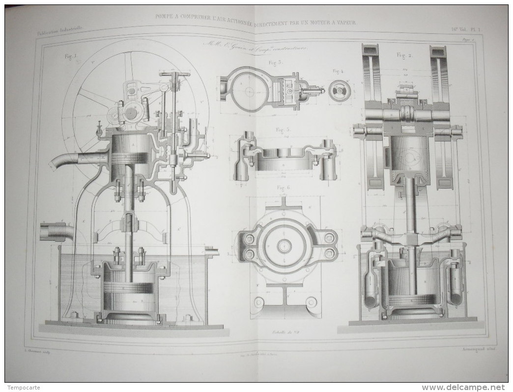 Pompe à Comprimer L'air Actionnée Directement Par Un Moteur à Vapeur - Machines