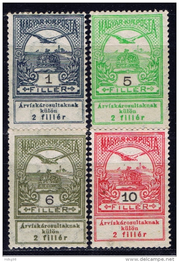 H+ Ungarn 1913 Mi 128 131-33 Hochwasser - Unused Stamps