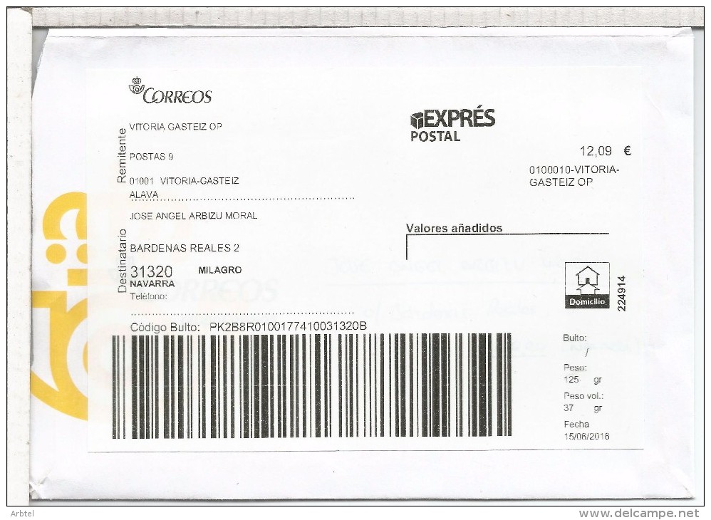 VITORIA  CC CON ETIQUETA LABEL POSTAL EXPRESS - Exprès