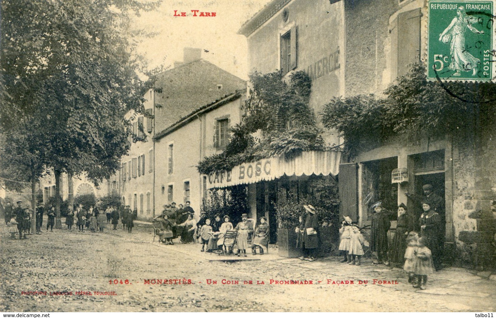 Tarn - Monesties - Un Coin De La Promenade - Facade Du Foirail - Café Bosc - Monesties