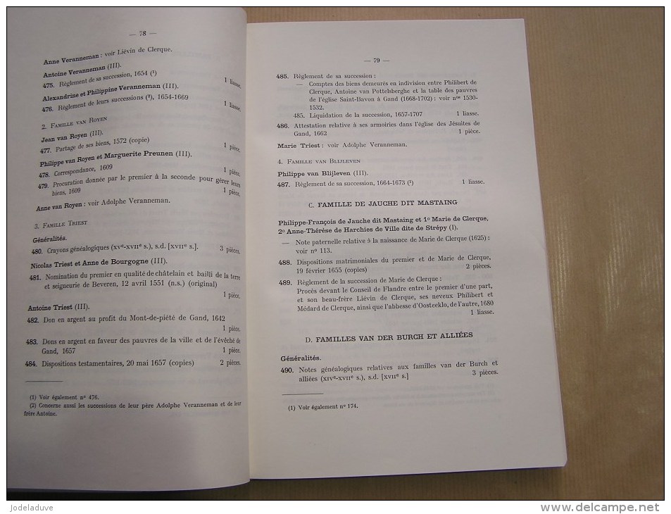 INVENTAIRE DES ARCHIVES DE LA FAMILLE DE CLERQUE WISSOCQ DE SOUSBERGHE Régionalisme Virelles Chimay Généalogie Gand