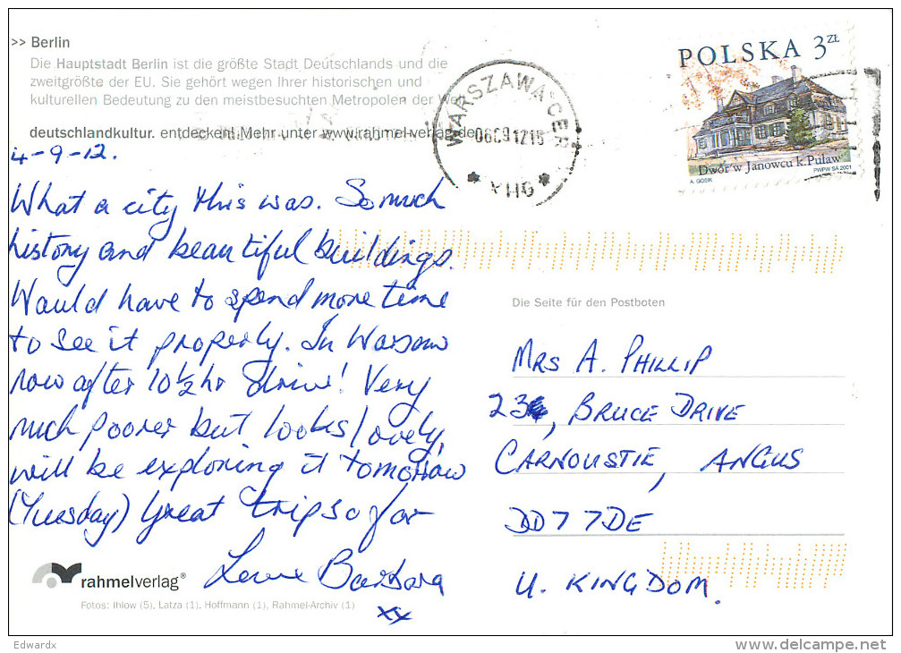 Berlin, Germany Postcard Posted 2012 Stamp - Mitte