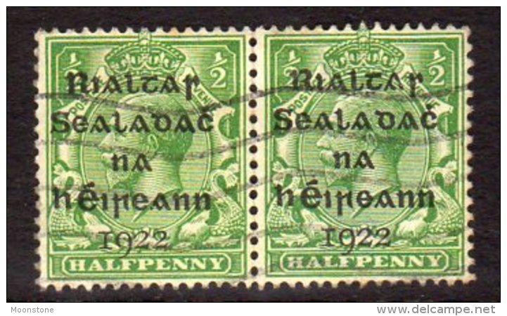 Ireland 1922 ½d ´Rialtas´ Overprint Pair, Dollard Printing, Used (SG1) - Oblitérés