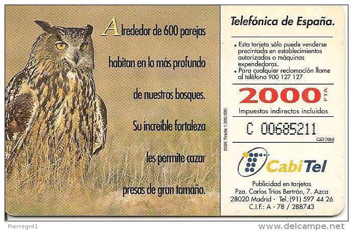 CARTE-PUCE-ESPAGNE-05/96-HIBOU-TBE - Owls