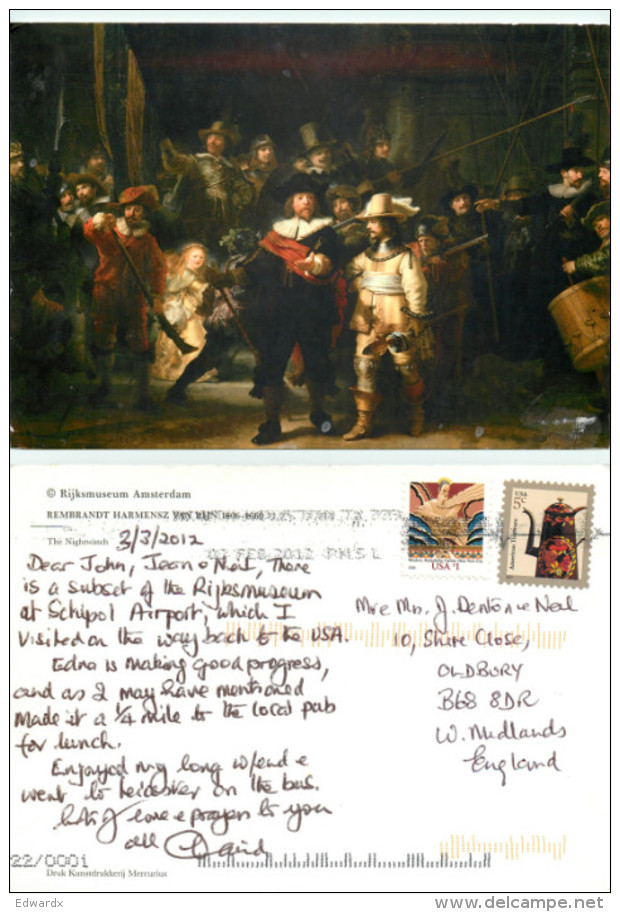 Rembrandt, Art Painting Postcard Posted 2012 Stamp - Peintures & Tableaux