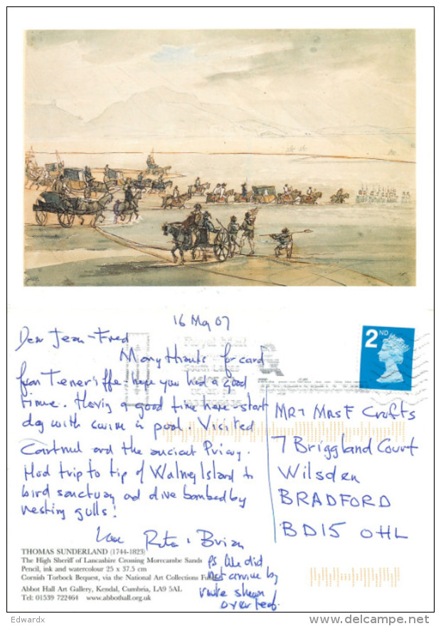 Thomas Sutherland, Morecambe Sands, Art Painting Postcard Posted 2007 Stamp - Peintures & Tableaux