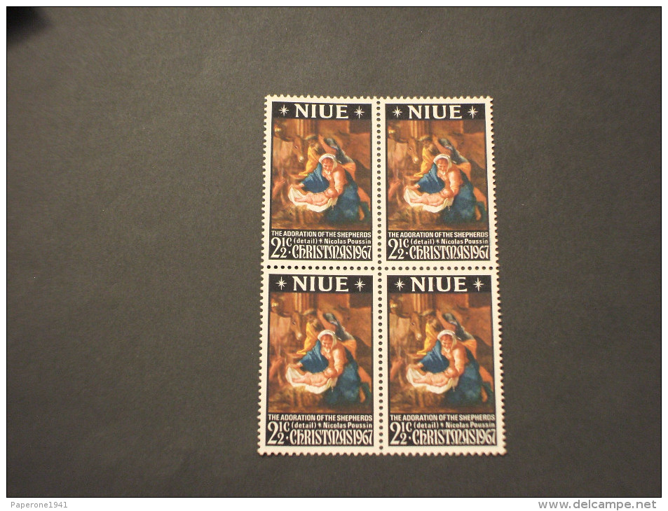 NIUE - 1967 QUADRO/NATALE, In Quartina(block Of Four) - NUOVI(++) - Niue