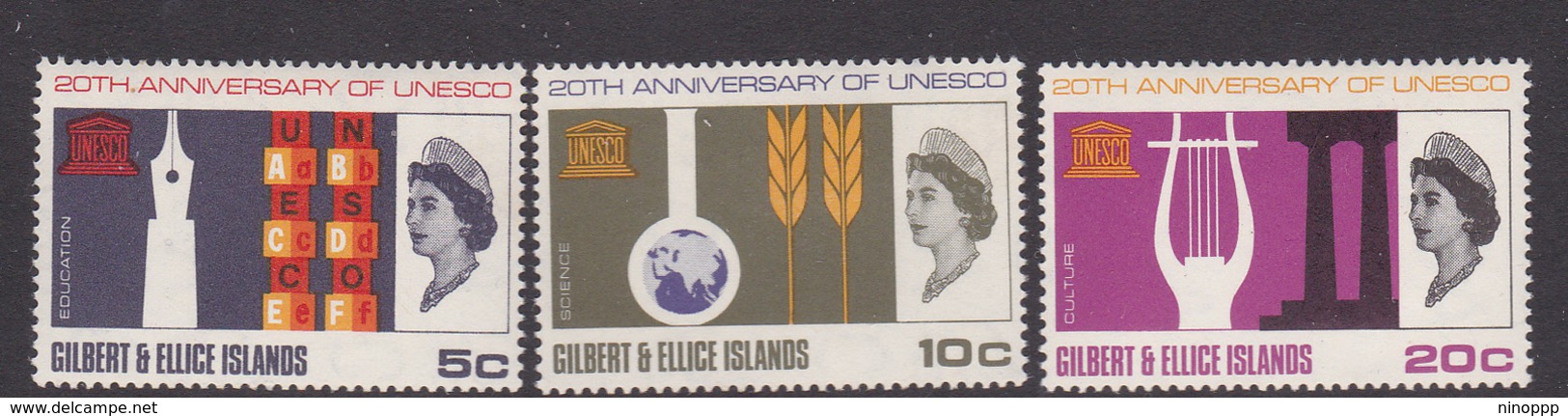 Gilbert And Ellice Islands SG 129-131  1966 20th Anniversary Of UNESCO MNH - Gilbert & Ellice Islands (...-1979)