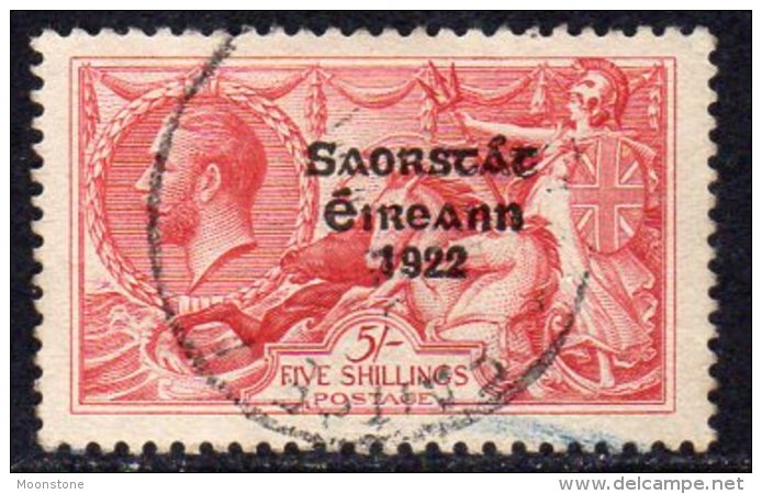 Ireland 1925 5/- Seahorse Narrow Date ´Saorstat´ Overprint, Used (SG84) - Usati