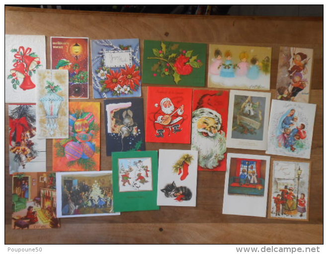 Lot Vrac De  20 Cartes De NOEL  -  Père Noel -  Feuilles De Houx - Anges  Etc... - Autres & Non Classés