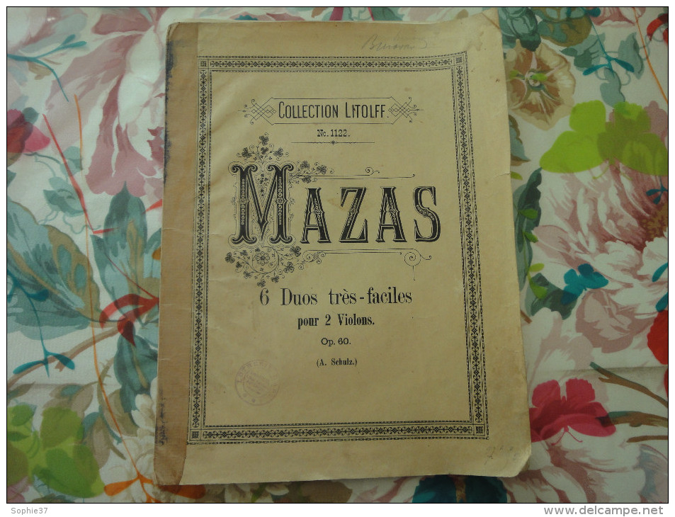 Ancienne Partition Collection Litolff " N°1122 MAZAS 6 Duos Très Faciles Pour 2 Violons - Aprendizaje