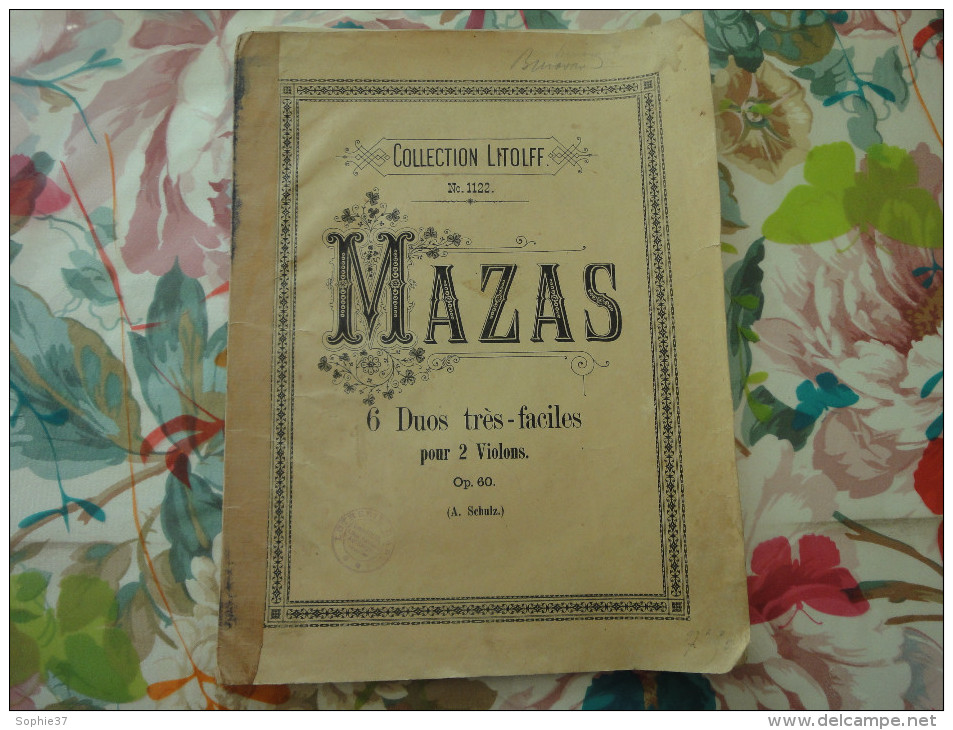Ancienne Partition Collection Litolff " N°1122 MAZAS 6 Duos Très Faciles Pour 2 Violons - Etude & Enseignement